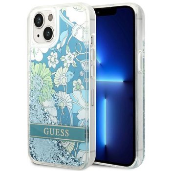 Guess Flower Liquid Glitter Case for iPhone 14 - Green