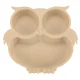 Kids Silicone Tableware Set Owl, 8 Pieces, Beige