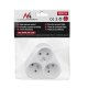Maclean MCE214 3-Way Socket Adapter with Grounding, 16A, White