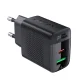 Dual Port USB Charger Acefast A78 GaN PD 20W Black