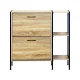 Modern Shoe Cabinet with Side Shelves for Hallway, Natural Wood Color