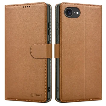 Tech-Protect Wallet Case for iPhone 16e / 17e, Brown