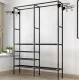 Ruhhy Clothes Rack with Shelves Black