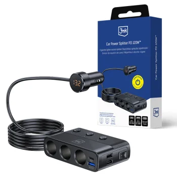 3mk Car Power Splitter PD 120W™ QC PPS Car Charger for 7 Devices, Black