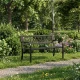 MultiGarden Garden Bench with Decorative Backrest, 120x50 cm, Black