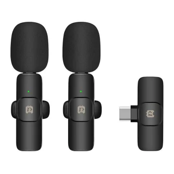 Puluz PU3151B Wireless Lavalier Microphone (2 pcs), USB-C, Black