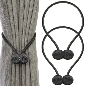 Magnetic Curtain Tiebacks, 2 pcs, Black