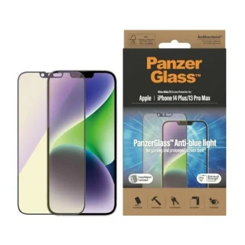 PanzerGlass Ultra-Wide Fit Antibacterial Tempered Glass with Blue Light Filter and Positioner for iPhone 14 Plus / 13...