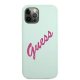 Guess iPhone 12 Pro Max Case Silicone Vintage Script, Blue/Fuchsia