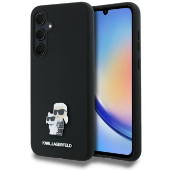 Karl Lagerfeld Samsung Galaxy A35 Case Silicone Karl&Choupette Metal Pin, Black