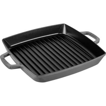 Staub Cast Iron Grill Pan Induction Square 28 cm, Grey
