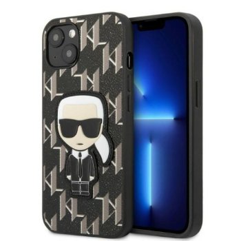 Apple iPhone 13 mini 5.4" Karl Lagerfeld Monogram Ikonik Patch Case Cover (KLHCP13SPMNIKBK), Black