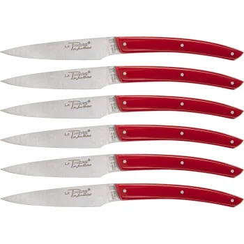 Laguiole Jean Dubost Table Knife Set, 6 pcs, Acrylic Red