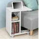 ModernHome Rolling Side Table and Nightstand with Shelves, White