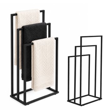 ModernHome Freestanding Metal Towel Stand, 3 Tiers, Black