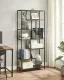 Leobert Modern Bookshelf with 6 Shelves, 180cm, Rustic Brown/Black