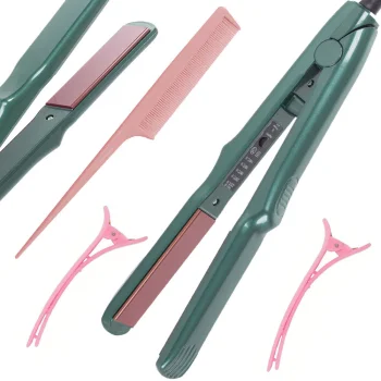 Ceramic Hair Straightener with 5 Temperature Settings, 60W, Green
