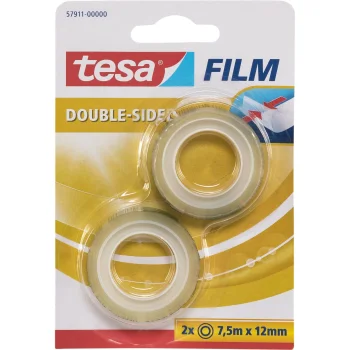 Tesa tesafilm Double-Sided Tape 7.5 m x 12 mm with Dispenser, 2 Rolls, Transparent