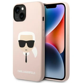 Karl Lagerfeld Silicone Karl's Head MagSafe Case for iPhone 14 Plus / 15 Plus - Pink