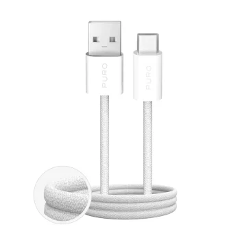 Puro Fabrik 2.0 10W USB-A to USB-C Braided Cable 1.5m - White