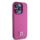 DKNY iPhone 15 Pro Case Leather Monogram Pattern Metal Logo MagSafe, Pink
