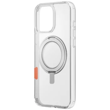 Dėklas Uniq Swivix skirtas iPhone 16 Pro su 360° besisukančiu stovu, skaidrus