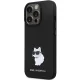 Karl Lagerfeld iPhone 14 Pro Case Silicone Choupette Metal Pin, Black