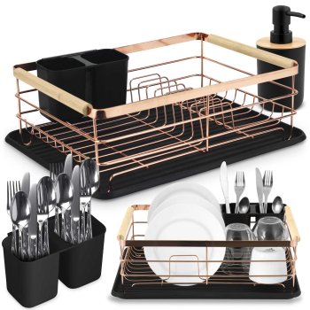 Massido MS-600 Dish Drying Rack with Tray, gold