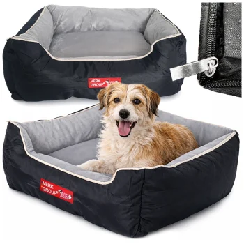Soft Velour Dog Bed, Rectangular, 65x55 cm, Grey
