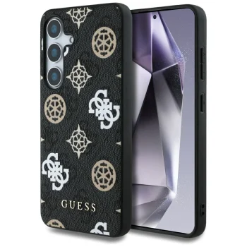 Guess 4G Printed Colored Peony Pattern MagSafe Case for Samsung Galaxy S25, Black