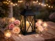 Decorative LED Lantern with Battery Candle, 28 x 14 x 14 cm, Black