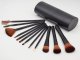 Professional Makeup Brush Set with Case, 12 pcs, Black/Brown