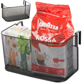 Hanging Metal Organizer Basket for Doors and Shelves, Black
