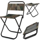 Folding fishing and camping chair with backrest, camouflage