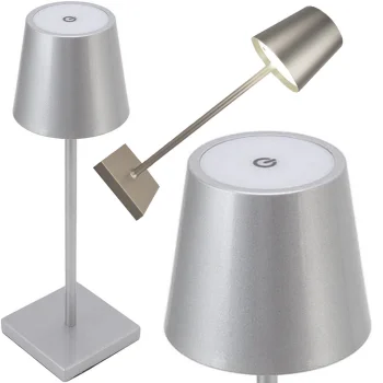 Wireless Touch LED Table Lamp, 3 Light Colors, Silver