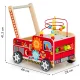 Ecotoys TL09025 Wooden Educational Push Walker Fire Engine with Blocks