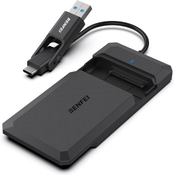 Benfei 2.5" SATA SSD Enclosure with USB-C/USB-A Cable, Black