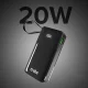Sbs 10000 mAh 20W Power Bank with Built-in USB-C Cable, Black