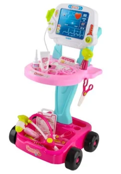 Medical Center Hospital Kids Doctor Set Kit / ECG Trolley with Accessories - 18 pcs., Pink