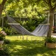 Grey Garden Hammock with Wooden Spreader Bars and Fringes 200 x 100 cm, with Bag