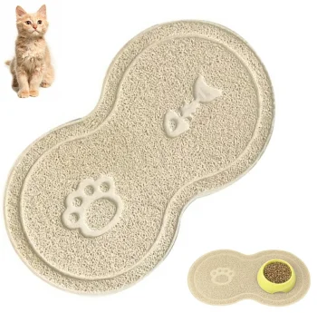 Non-slip Dog Cat Pet Bowl Mat, Beige