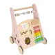 Wooden Push Toy Baby Walker with Abacus, Pink
