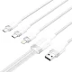 USB-A to 3-in-1 Cable Vention CTPWG, USB-C / Lightning / Micro-B, 1.5m, White
