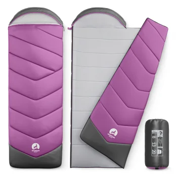 Mountain Goat STANDARD Mummy Sleeping Bag with Hood 210x73cm, Purple/Grey