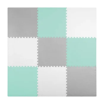 Ricokids Large Foam Puzzle Play Mat 180x180 cm, 9 pcs, Grey/Turquoise