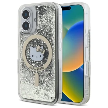 Hello Kitty iPhone 16 Case Liquid Glitter Fever MagSafe, Gold