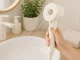 Shower Head, 5 Functions, with Button, Cream