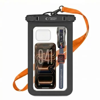 Tech-Protect UWC9 Waterproof Case for devices up to 8.9", Black/Orange