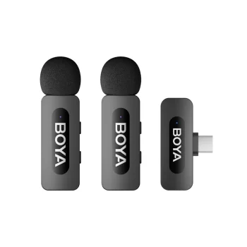 BOYA BY-V20 V2.0 Wireless Microphone System 2.4GHz USB-C, 2 Transmitters, Black