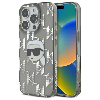 Apple iPhone 16 Pro Max 6.9'' Karl Lagerfeld IML Karl Head Electroplated Cover Case, Black